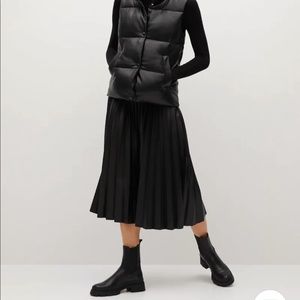 Mango pleated faux leather skirt